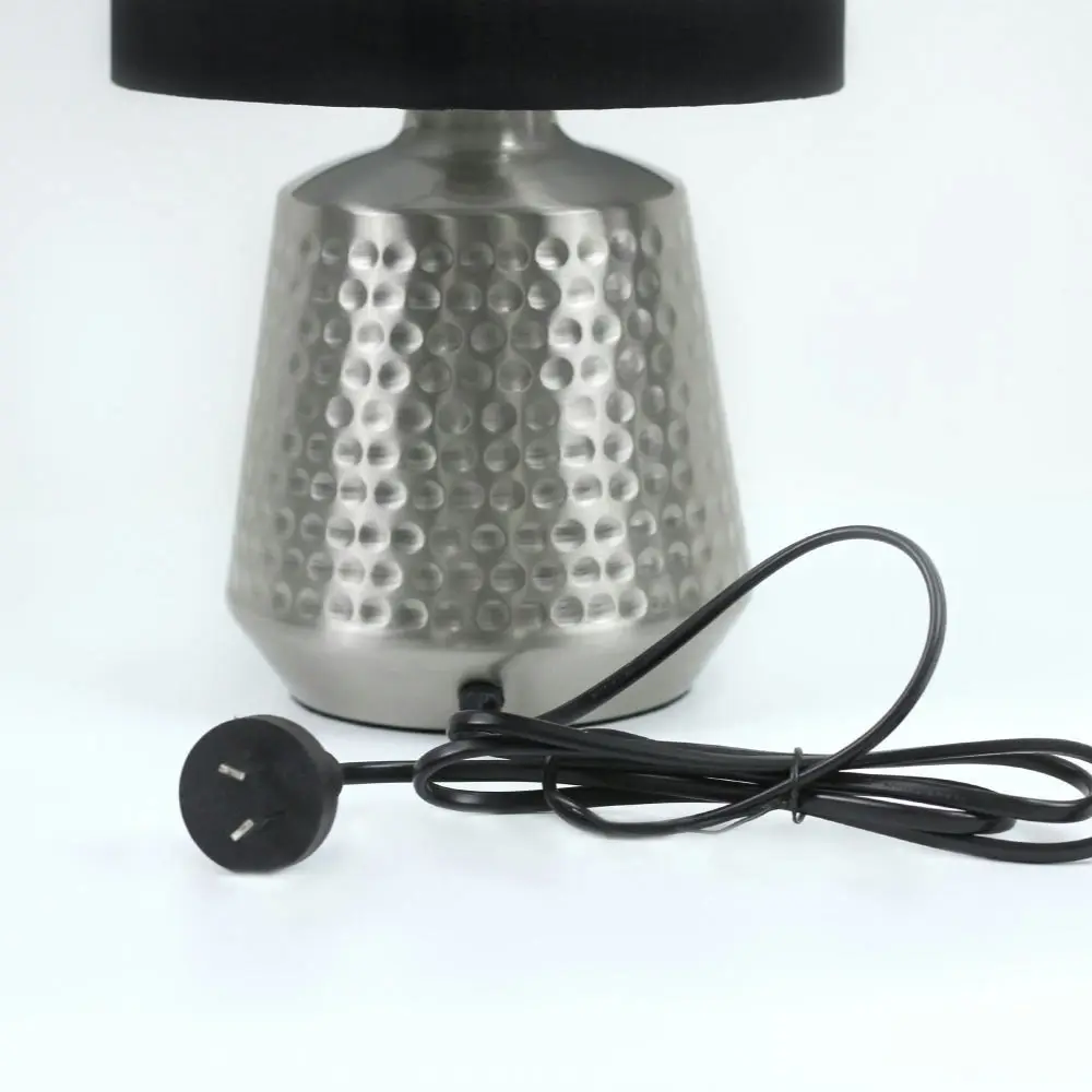 Osso Classic Touch Metal Table Lamp Light Fabric Shade - Satin Nickel and Black