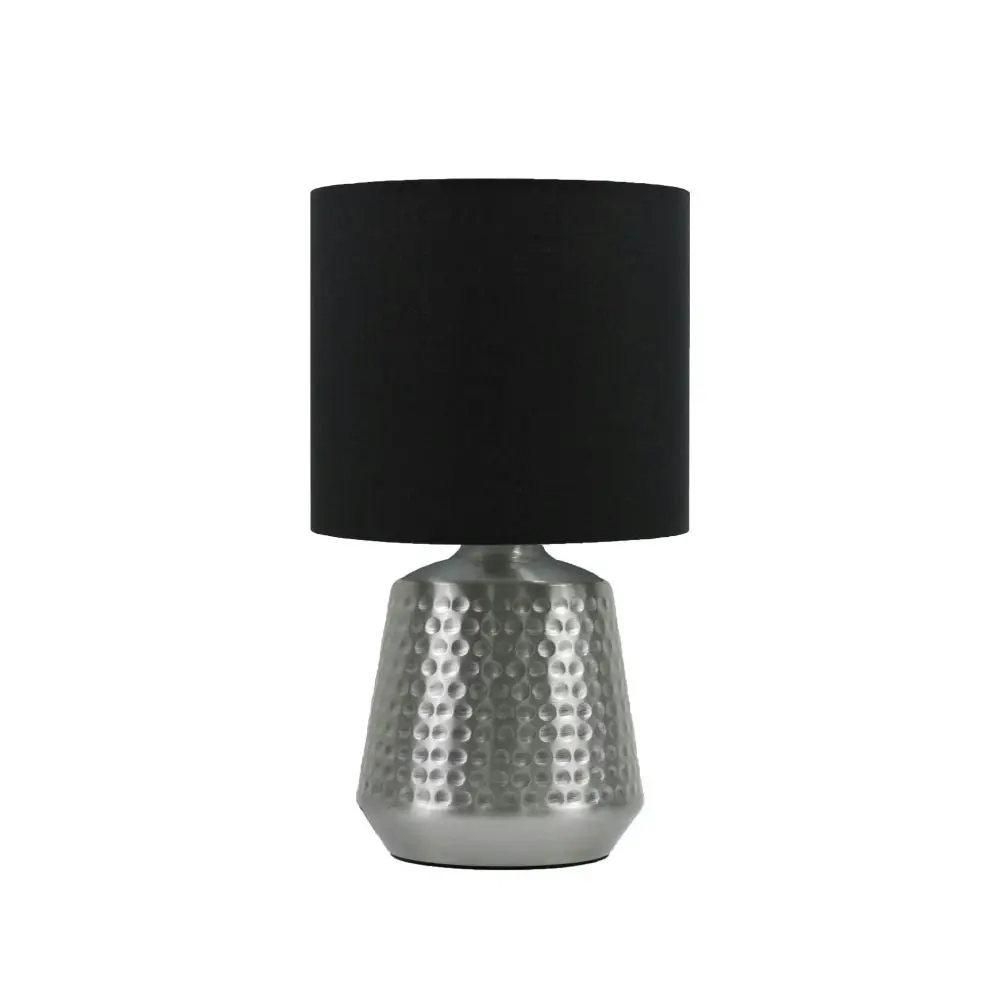 Osso Classic Touch Metal Table Lamp Light Fabric Shade - Satin Nickel and Black