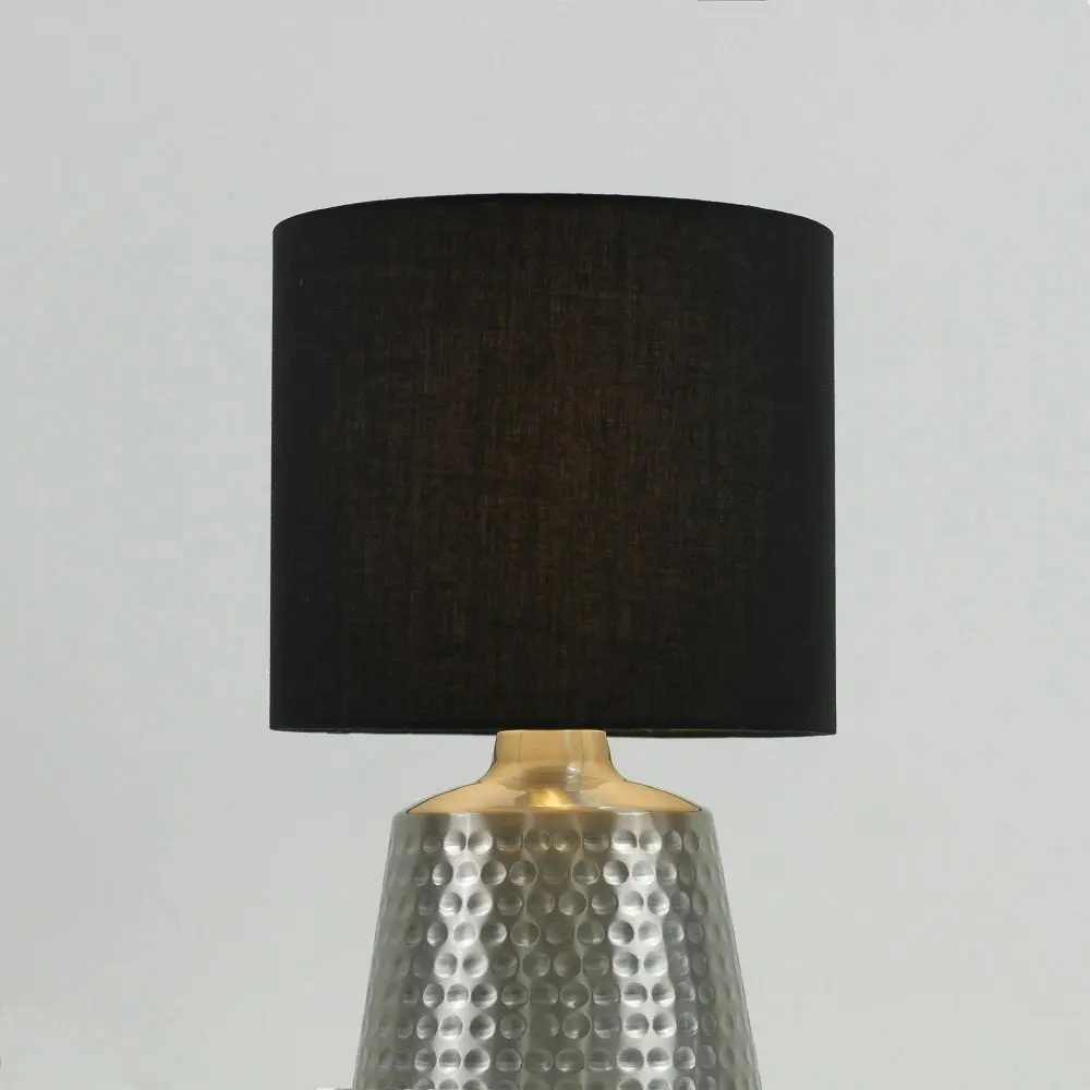 Osso Classic Touch Metal Table Lamp Light Fabric Shade - Satin Nickel and Black