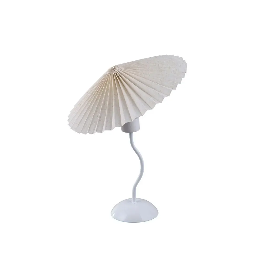 Glow Life Pleated Fabric Umbrella Shade Elegant Table Lamp Light - White Color