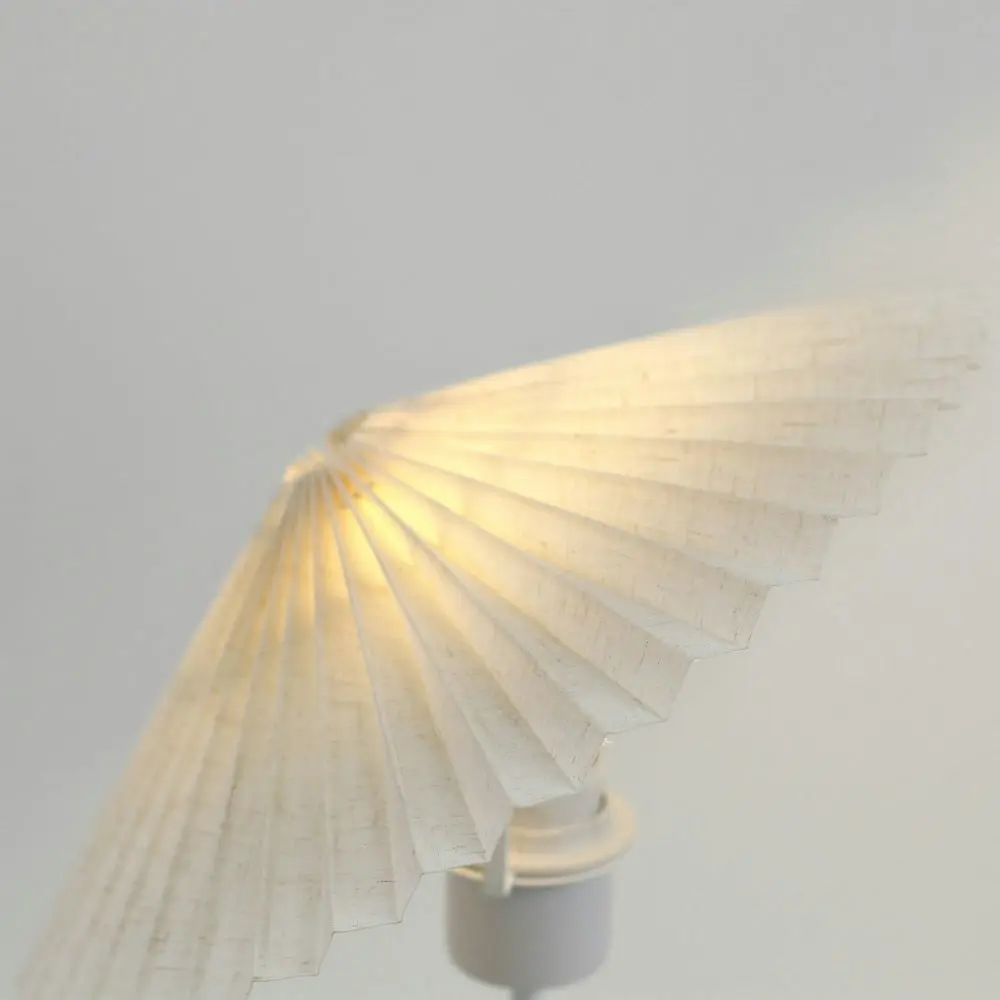 Glow Life Pleated Fabric Umbrella Shade Elegant Table Lamp Light - White Color