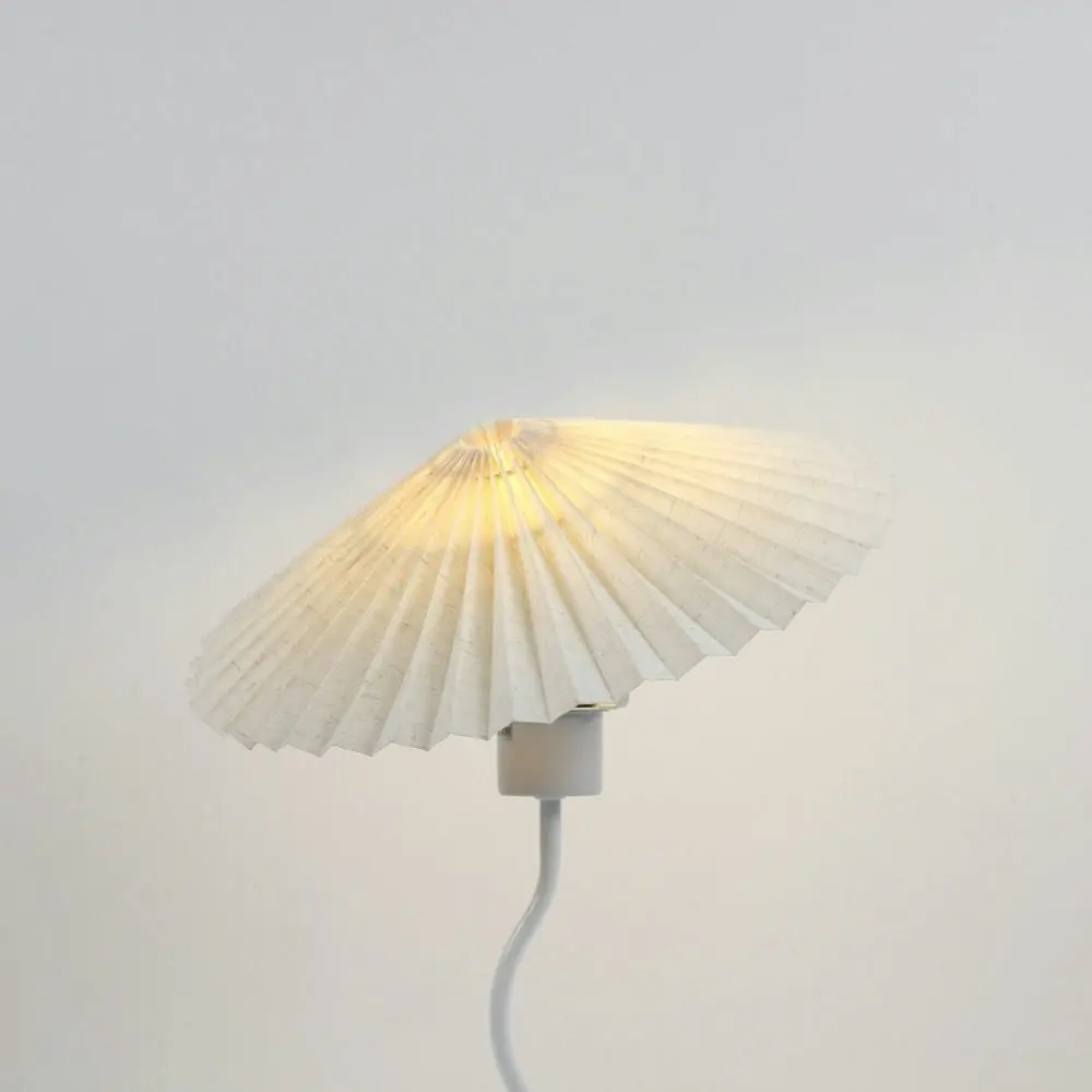 Glow Life Pleated Fabric Umbrella Shade Elegant Table Lamp Light - White Color