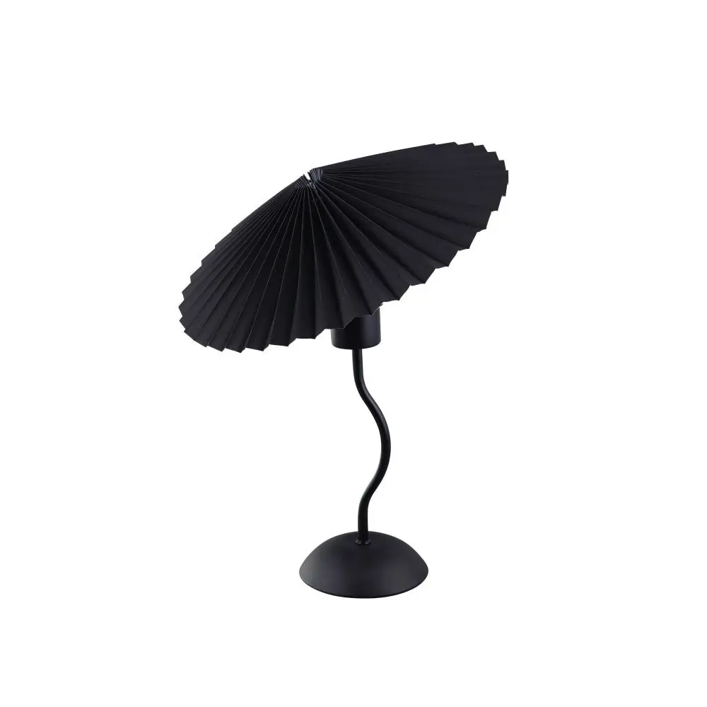 Glow Life Pleated Fabric Umbrella Shade Elegant Table Lamp Light - Black Color