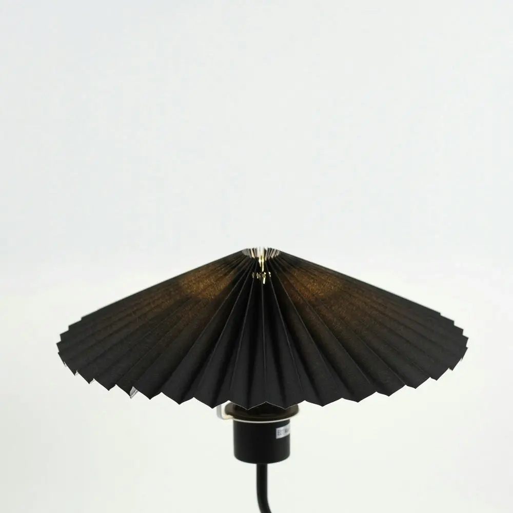 Glow Life Pleated Fabric Umbrella Shade Elegant Table Lamp Light - Black Color