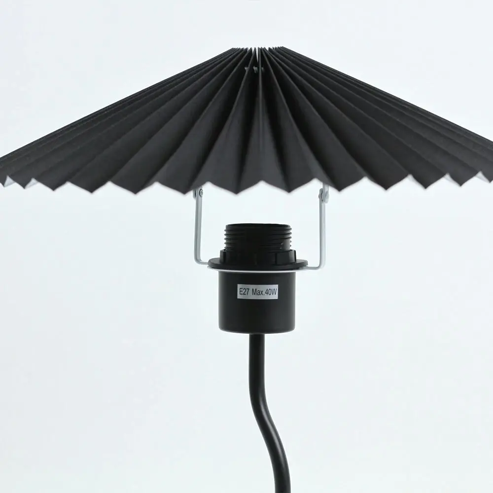 Glow Life Pleated Fabric Umbrella Shade Elegant Table Lamp Light - Black Color