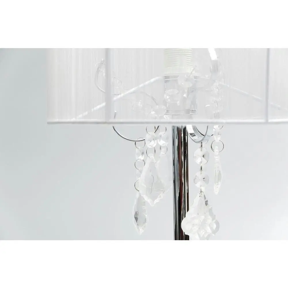 Venice Crystal Droplets Table Desk Lamp Chrome Base - White String Shade