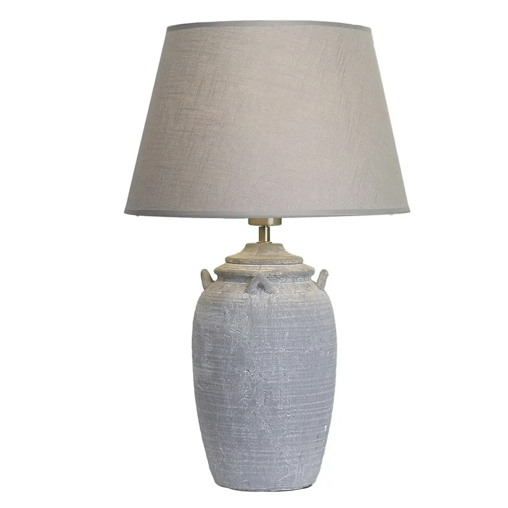 Dylan Antique Effect Ceramic Base Table Desk Lamp - Grey Shade