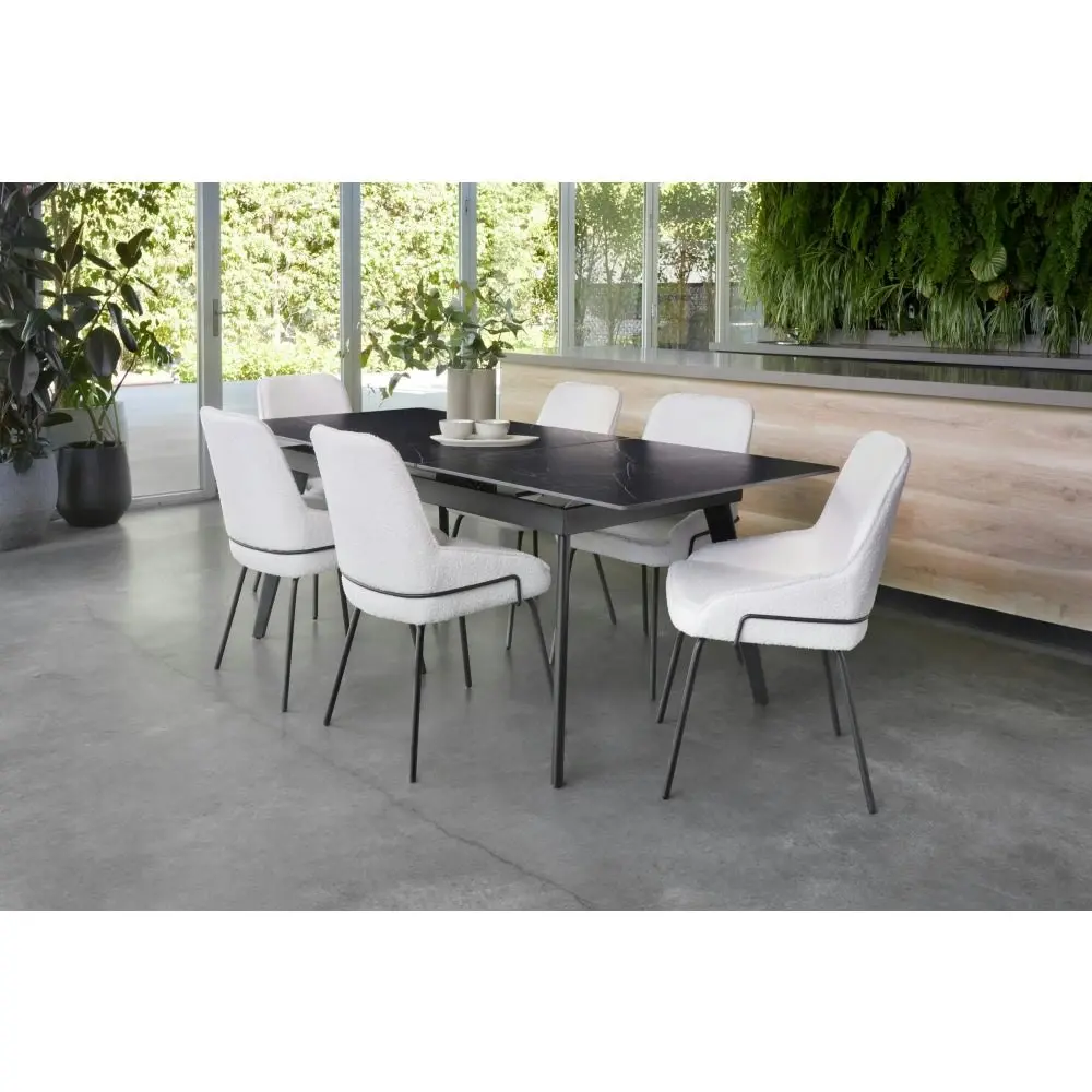 Raimon Furniture Edge Extension Ceramic Modern Kitchen Dining Table 160-200cm - Shakespeare Black