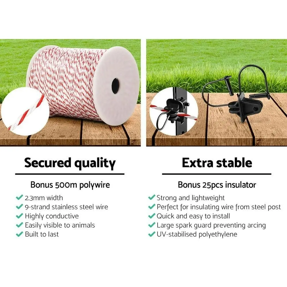 Electric Fence Wire 500M Fencing Roll Energiser Poly Stainless Steel