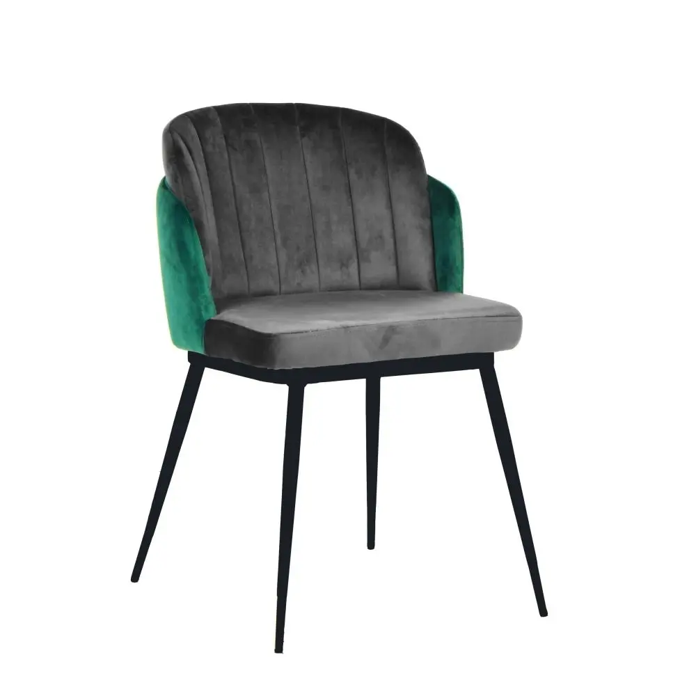 HomeStar Set Of 2 Royale Velvet Fabric Kitchen Dining Chair W/ Gold Tip Legs - Green