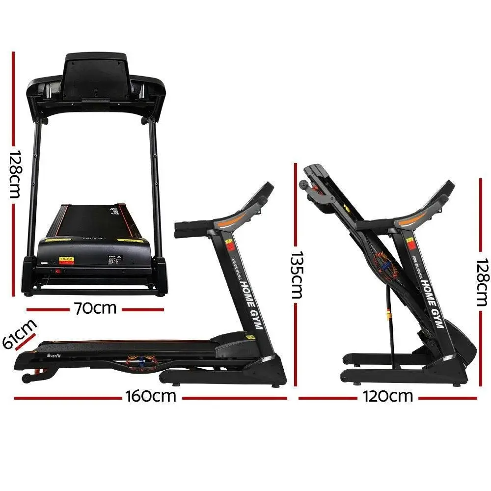 Electric Treadmill 48cm Incline Running Home Gym Fitness Machine Black