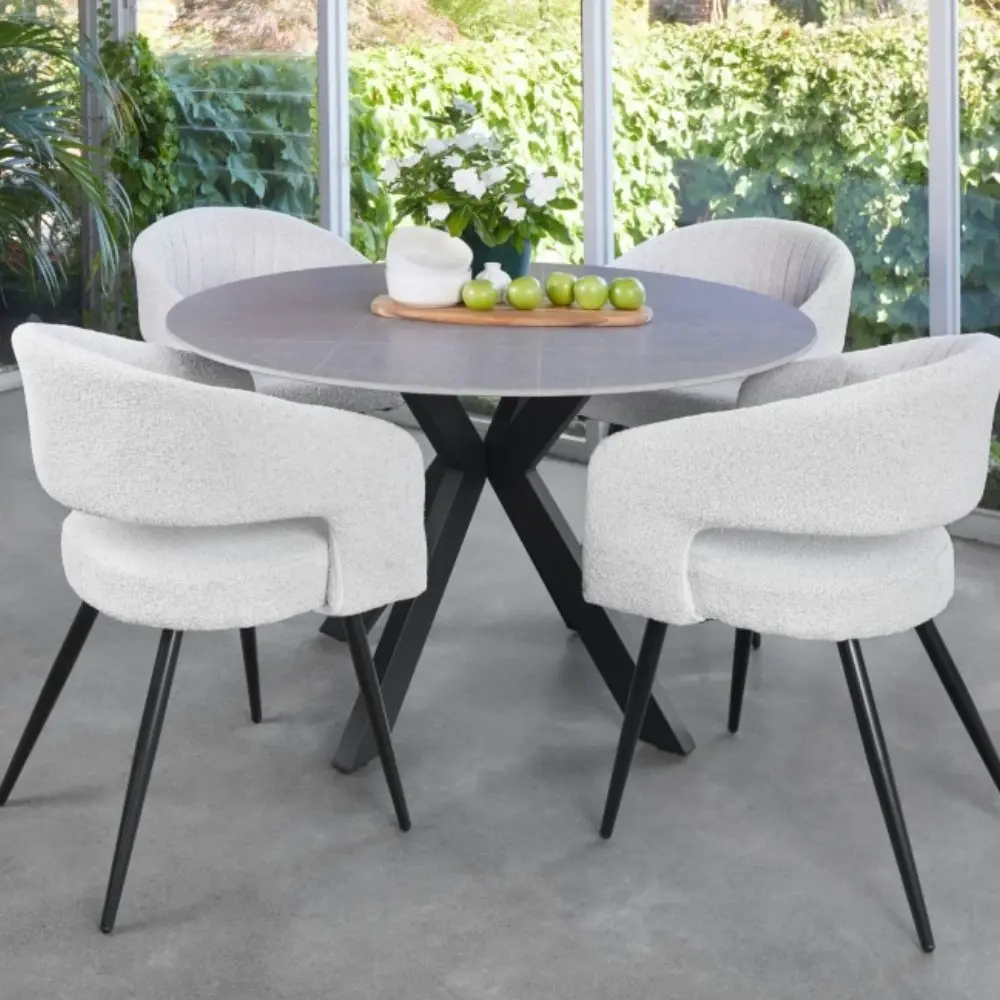 Raimon Furniture Cleo Round Modern Ceramic Kitchen Dining Table 120cm - Bulgarian Grey