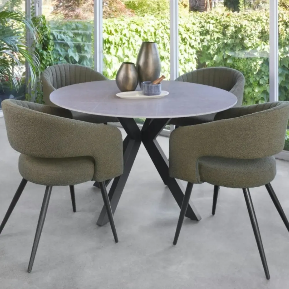 Raimon Furniture Cleo Round Modern Ceramic Kitchen Dining Table 120cm - Bulgarian Grey