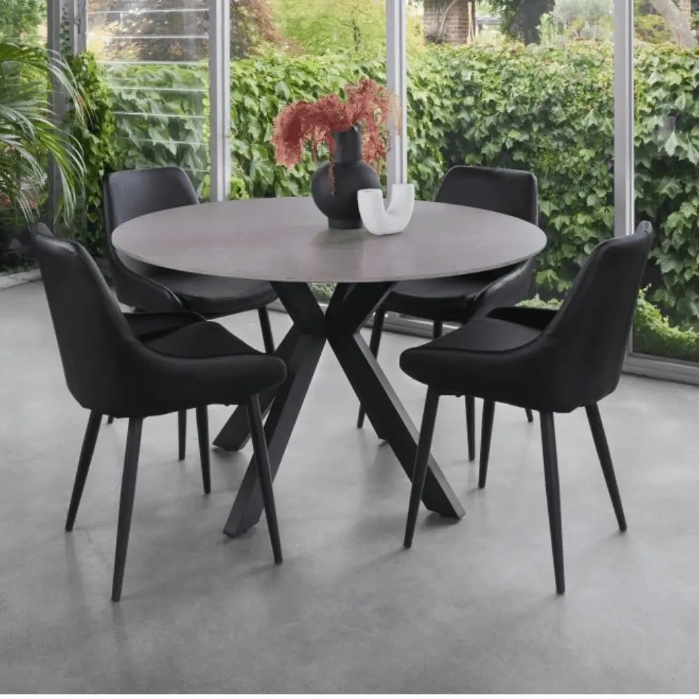 Raimon Furniture Cleo Round Modern Ceramic Kitchen Dining Table 120cm - Bulgarian Grey