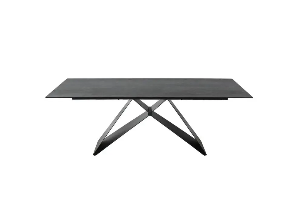 Raimon Furniture Odette Rectangular Dining Table 210cm - Black Metal Frame - Shadow Grey Ceramic