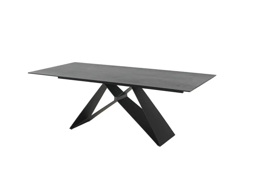 Raimon Furniture Odette Rectangular Dining Table 210cm - Black Metal Frame - Shadow Grey Ceramic