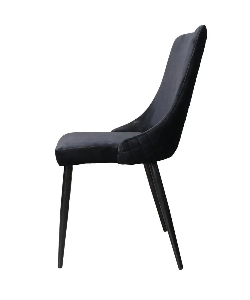 Raimon Furniture Set of 2 Vale Velvet Fabric Dining Chair - Black Metal Legs - Black