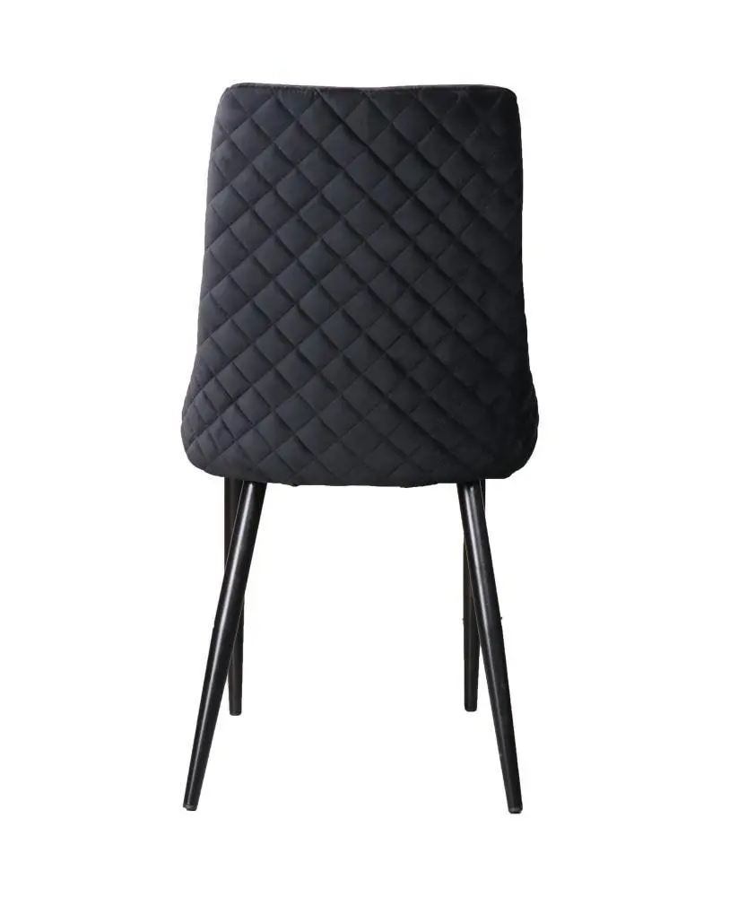 Raimon Furniture Set of 2 Vale Velvet Fabric Dining Chair - Black Metal Legs - Black