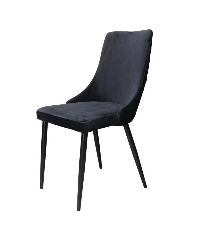 Raimon Furniture Set of 2 Vale Velvet Fabric Dining Chair - Black Metal Legs - Black