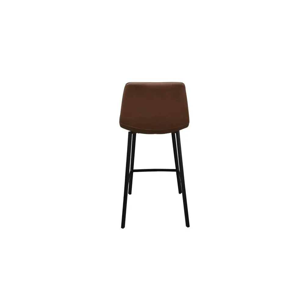 Raimon Furniture Set of 2 Gordon Faux Leather Bar Stool 66cm - Black Metal Legs - Cognac