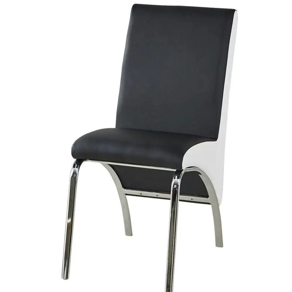 Our Home Set Of 4 Celine PU Leather Dining Chair W/ Metal Legs - Black