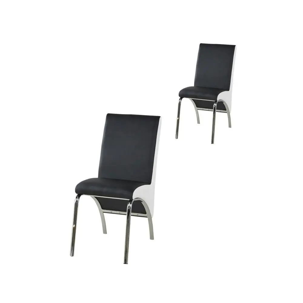 Our Home Set Of 4 Celine PU Leather Dining Chair W/ Metal Legs - Black