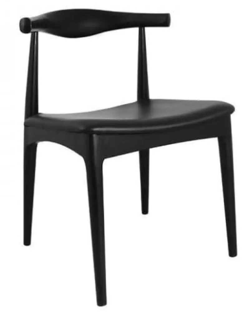 Set of 2 - Hans Wegner Replica CH20 Elbow Dining Chair - Black Frame - Black