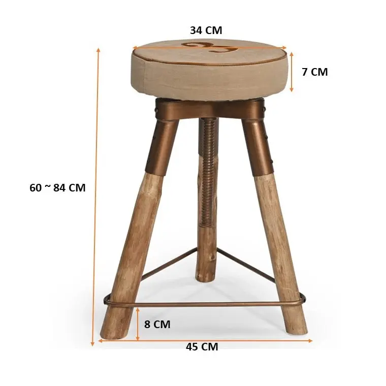 Roy Industrial Rustic Wind-Up Kitchen Counter Bar stool