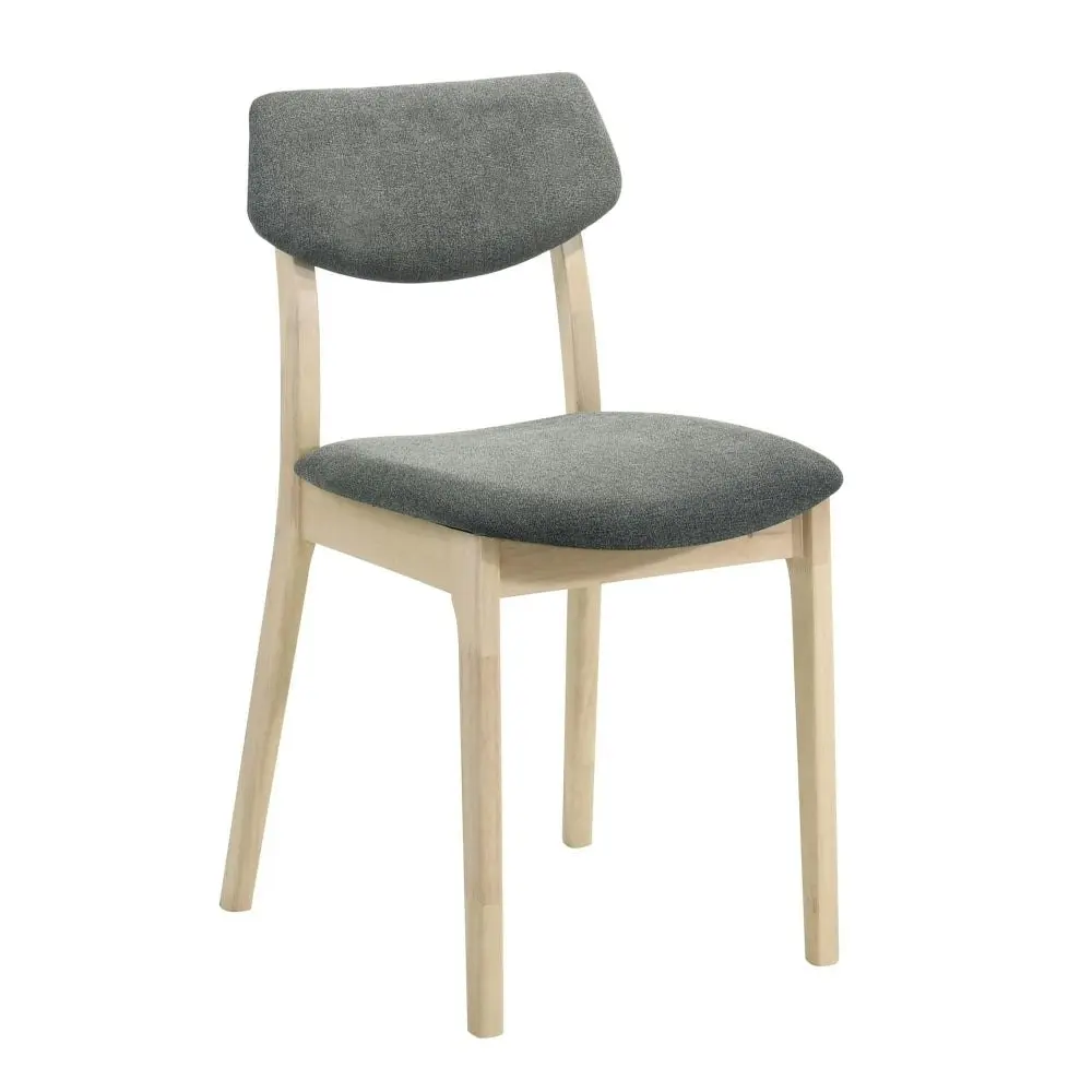 Set Of 2 Soye Wooden Fabric Kitchen Dining Chair - White Washed Oak & Grey