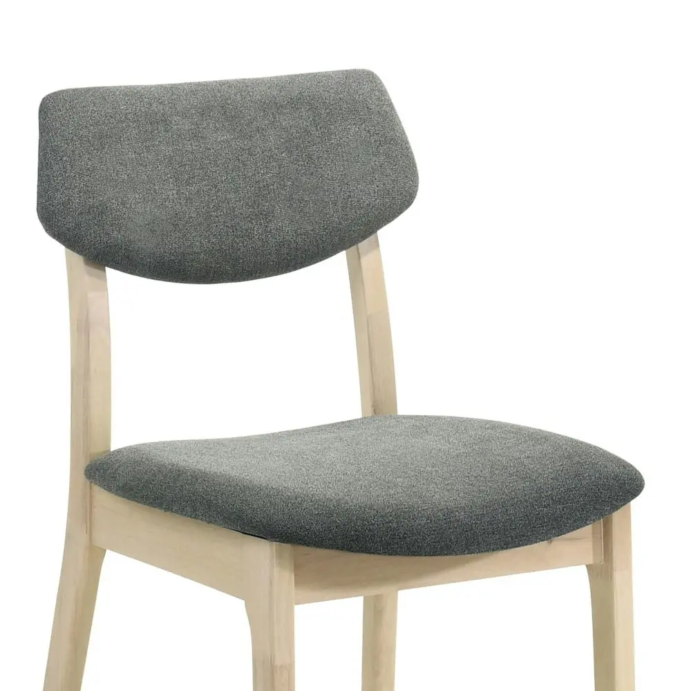 Set Of 2 Soye Wooden Fabric Kitchen Dining Chair - White Washed Oak & Grey