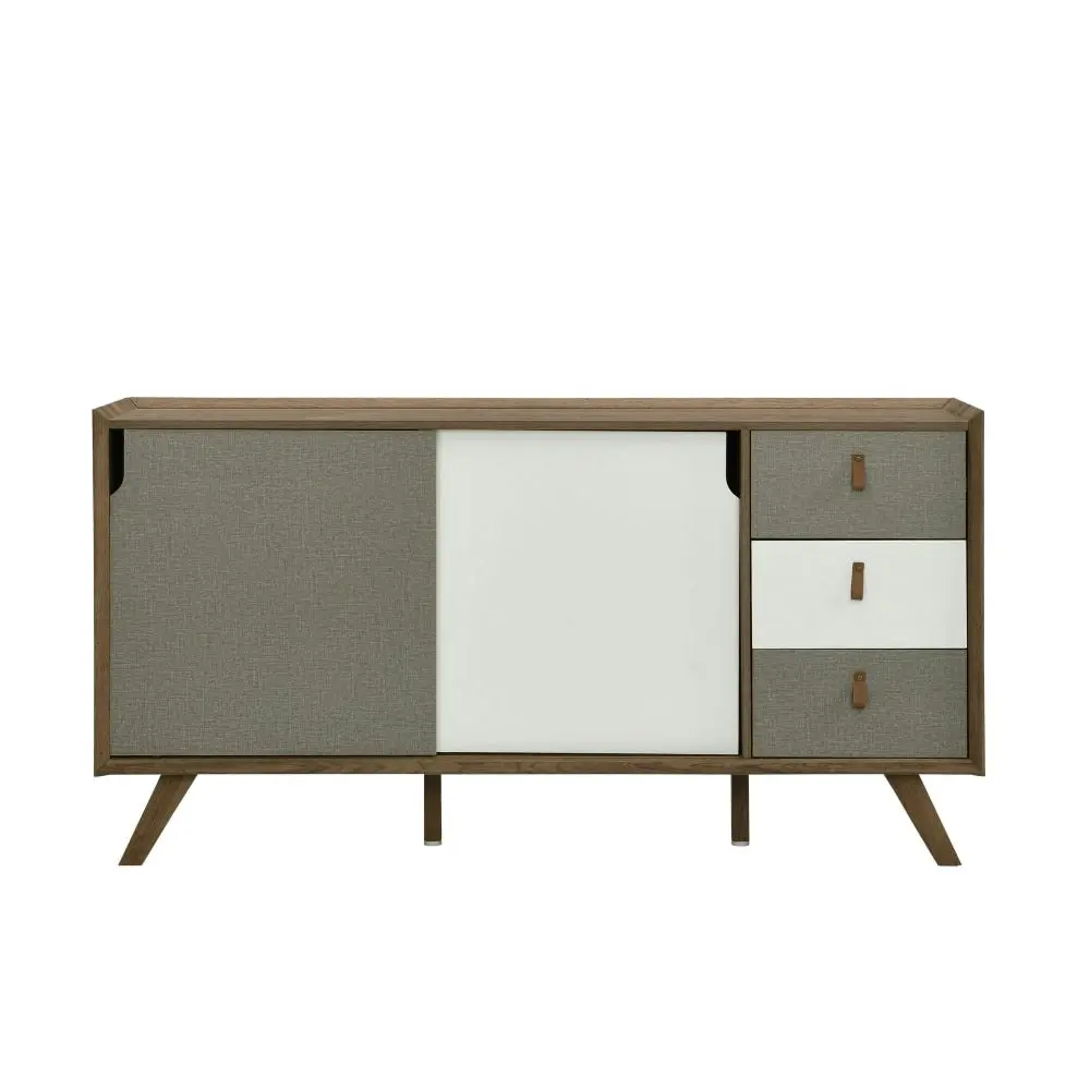 Design Square Kruz Buffet Unit Sideboard Storage Cabinet W/ 2-Doors 3-Drawers - Walnut