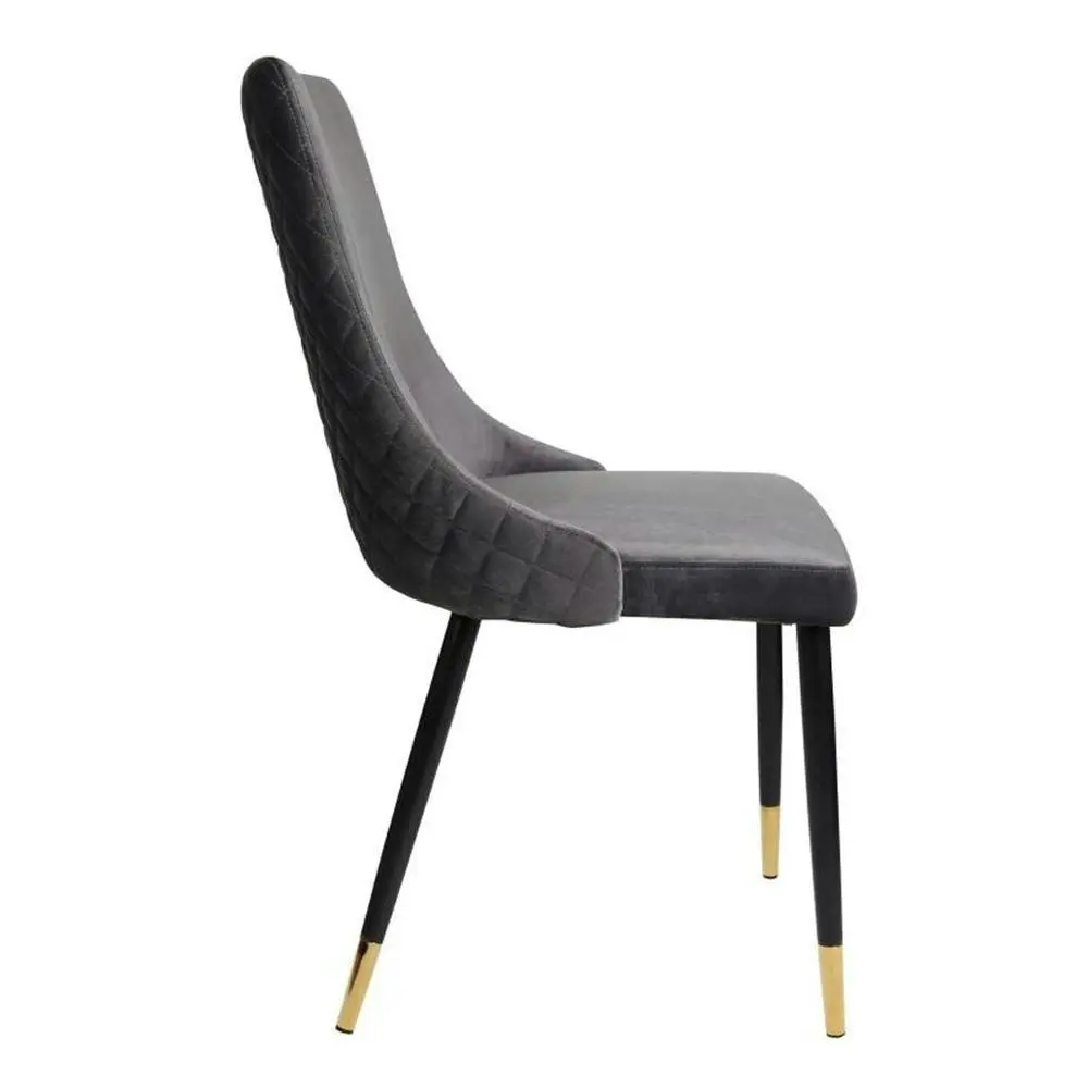 Raimon Furniture Set Of 2 Kira Velvet Fabric Dining Chair Black Metal Legs - Slate