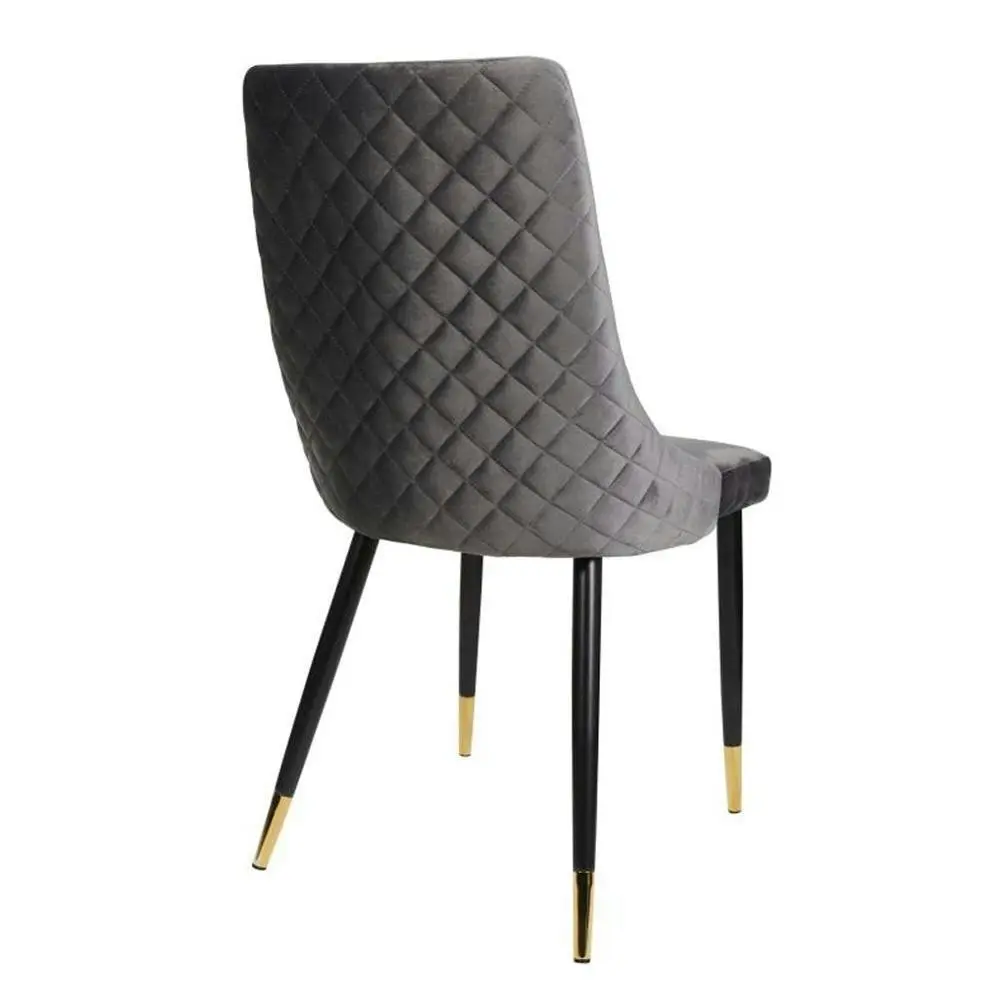 Raimon Furniture Set Of 2 Kira Velvet Fabric Dining Chair Black Metal Legs - Slate