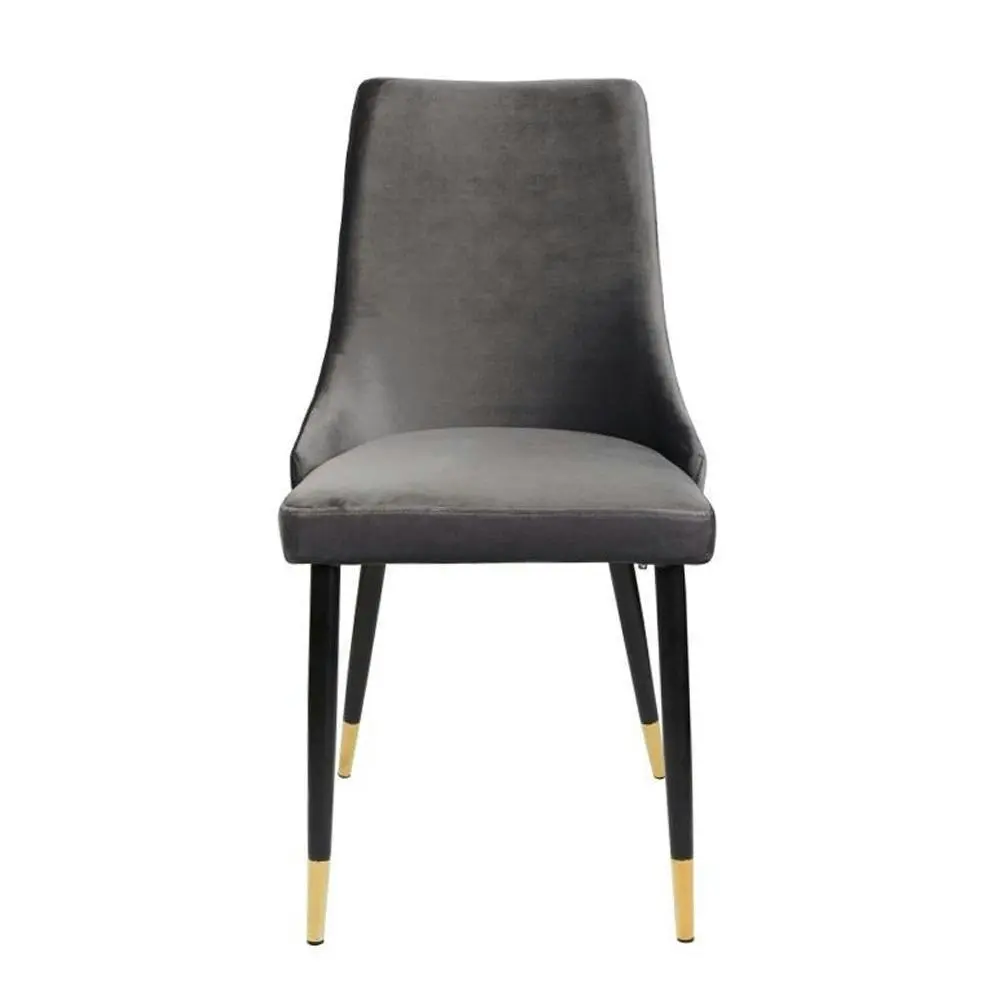 Raimon Furniture Set Of 2 Kira Velvet Fabric Dining Chair Black Metal Legs - Slate