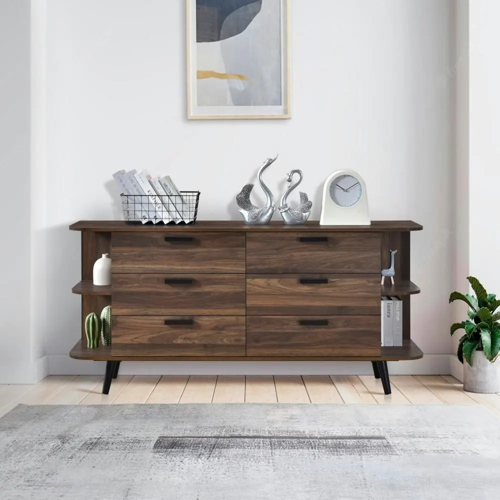 Damian Wooden Sideboard Buffet Unit Storage Cabinet - Walnut