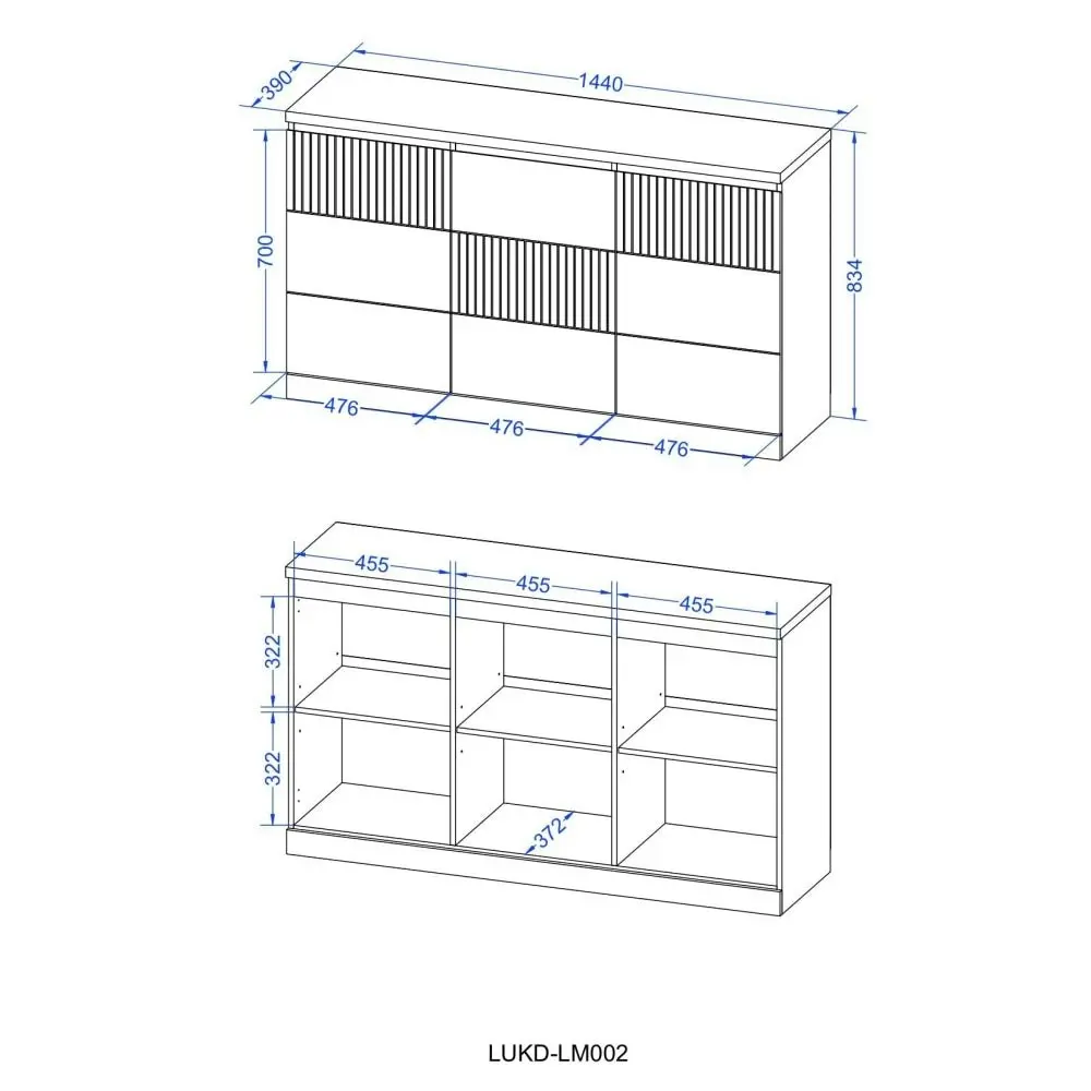 Lola Wooden Sideboard Buffet Unit Storage Cabinet - Walnut