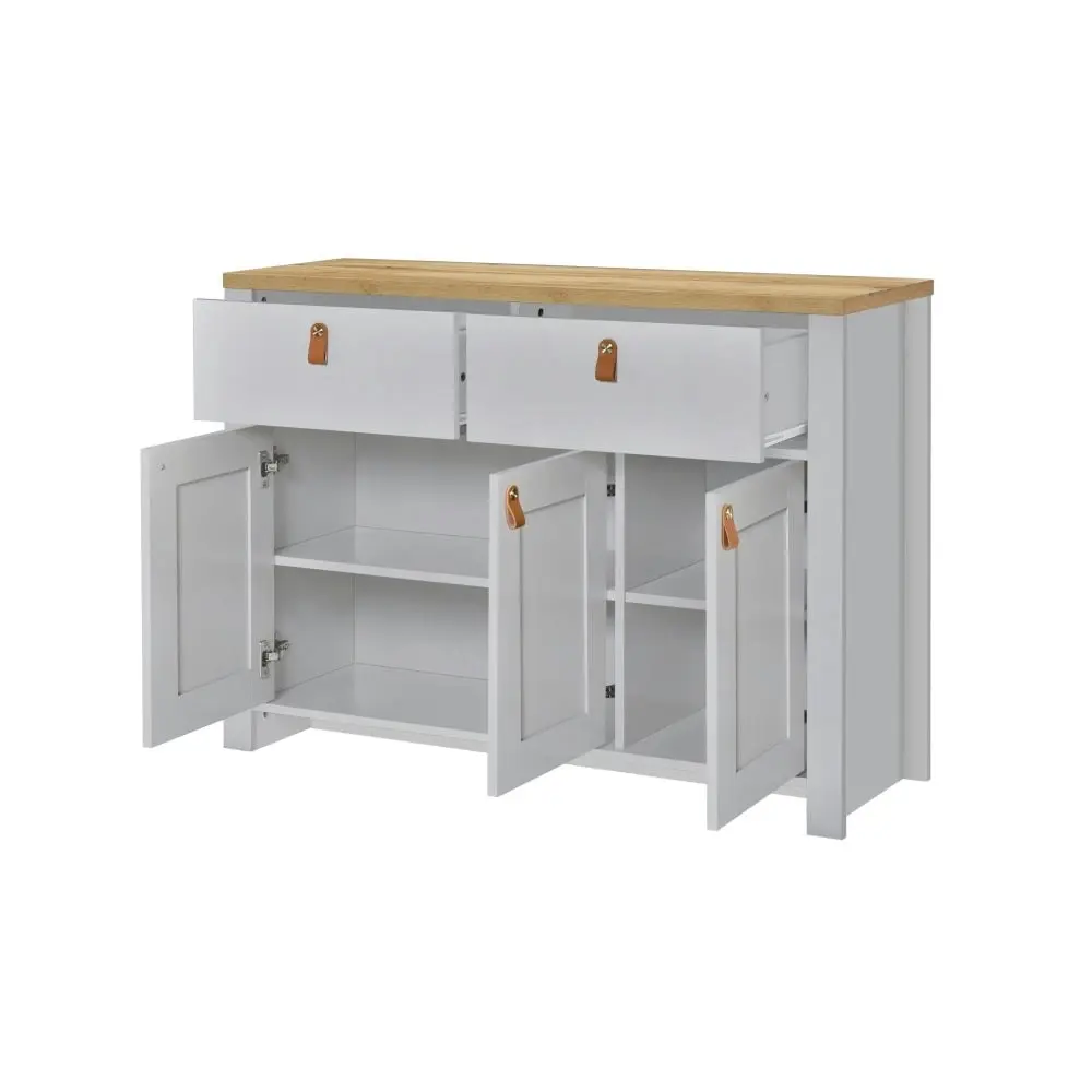 Anera Wooden Storage Cabinet Sideboard Buffet Unit - Oak & Light Grey