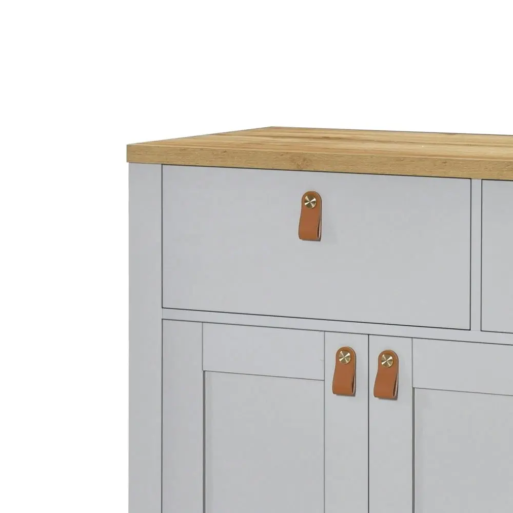 Anera Wooden Storage Cabinet Sideboard Buffet Unit - Oak & Light Grey