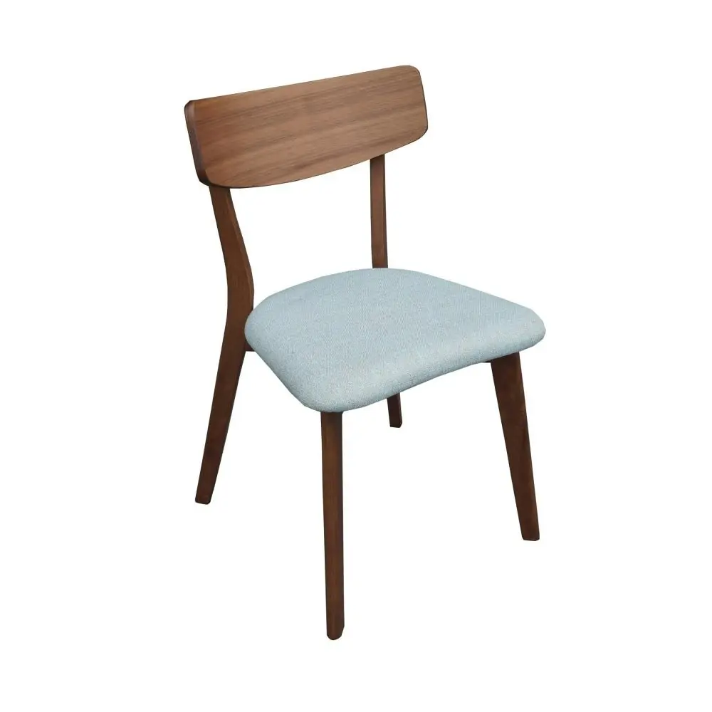 Design Square Set Of 2 Fabric Dining Chair Wooden Frame - Mint & Walnut