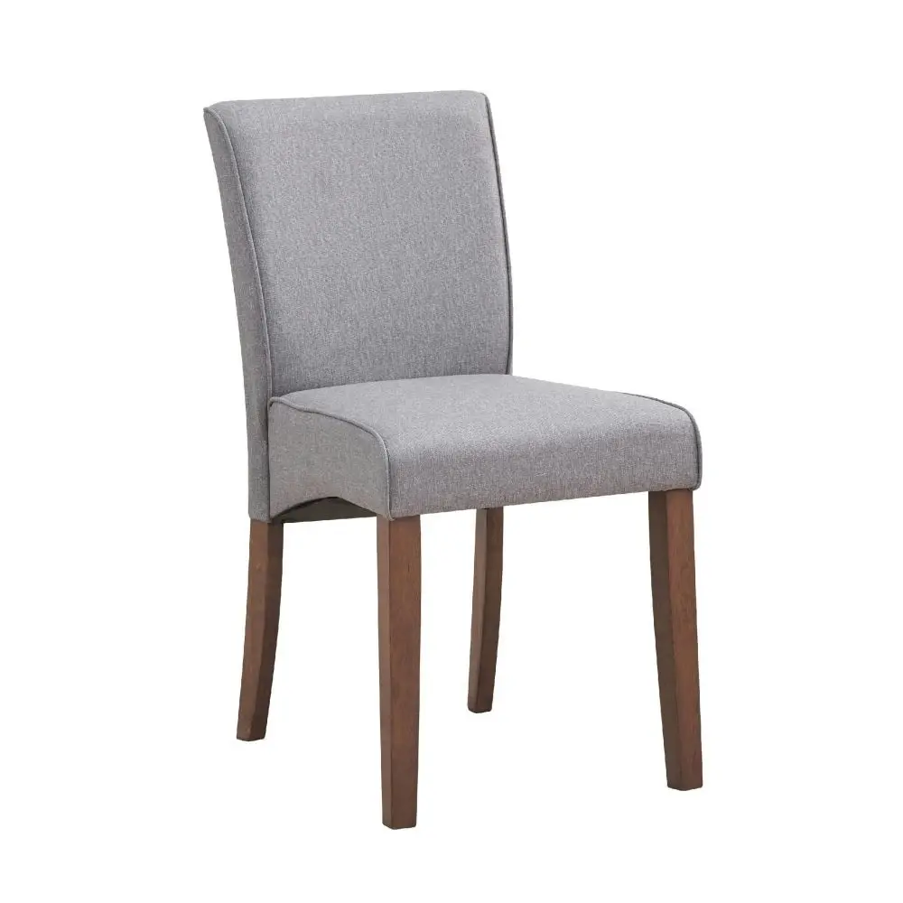 Set Of 2 Bosco Wooden Frame Fabric Kitchen Dining Chair - Walnut & Grey