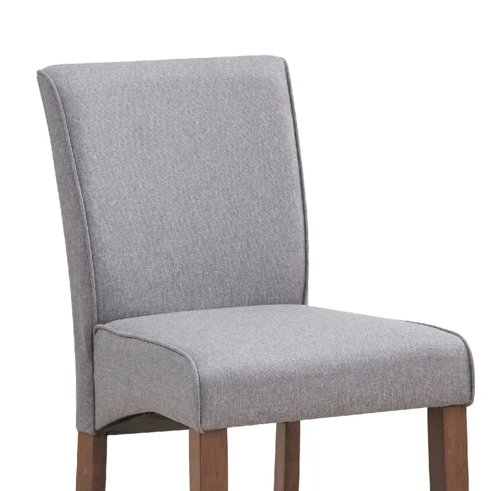 Set Of 2 Bosco Wooden Frame Fabric Kitchen Dining Chair - Walnut & Grey