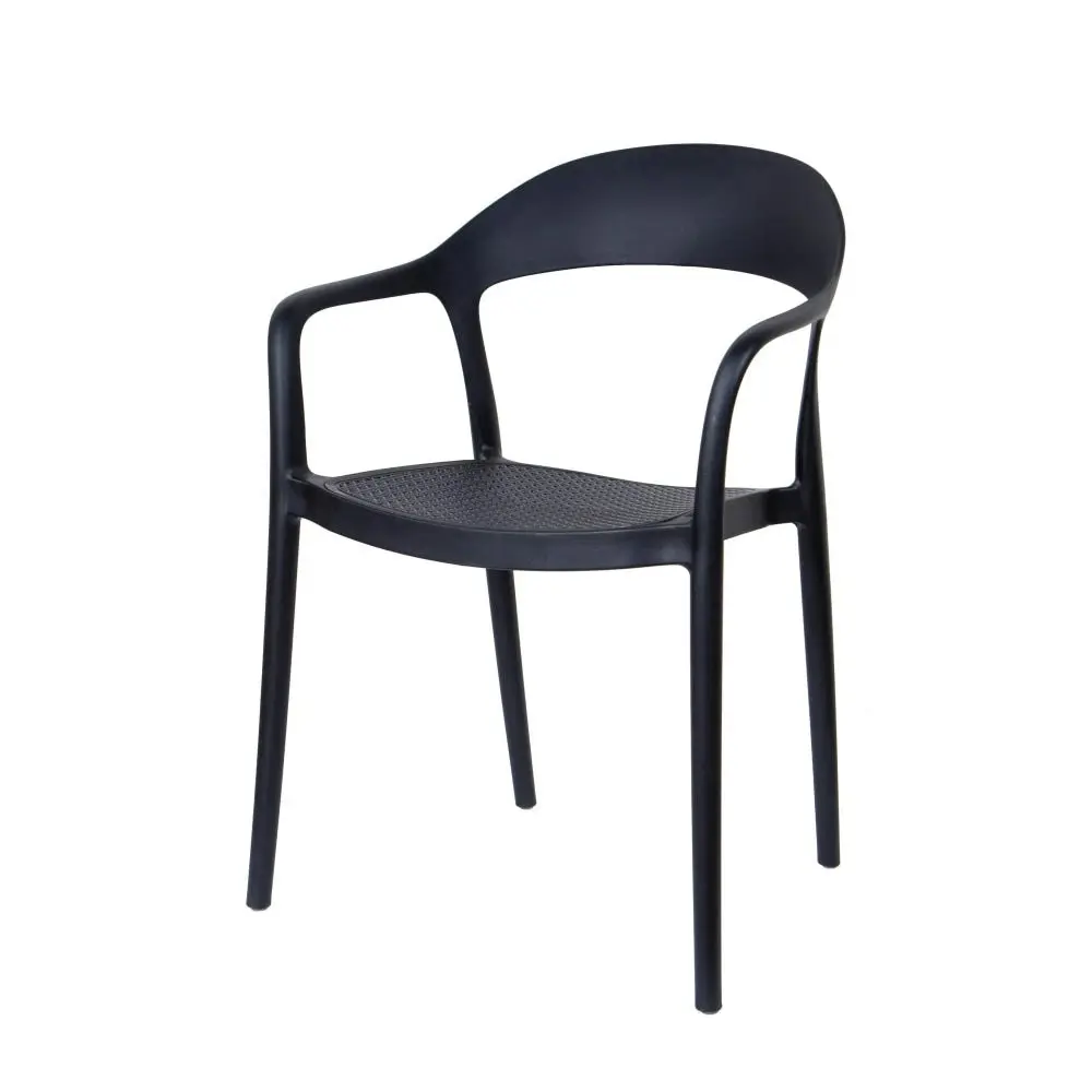 Design Square Set Of 2 Regas Modern Scandinavian Kitchen Dining Arm Chairs - Black