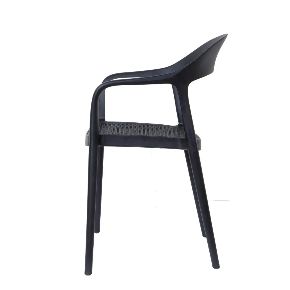 Design Square Set Of 2 Regas Modern Scandinavian Kitchen Dining Arm Chairs - Black