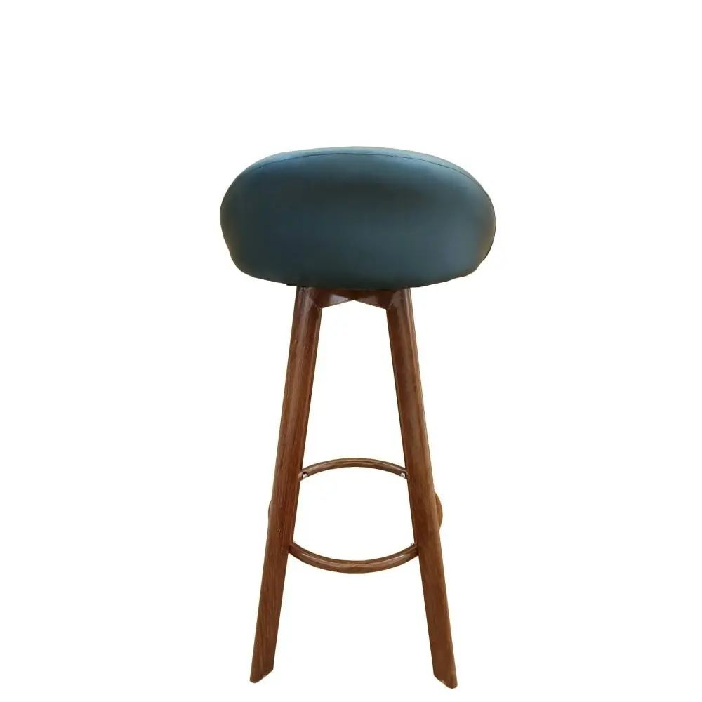 Design Square Set of 4 Faux Leather Kitchen Counter Bar Stool Wooden Legs - Black & Walnut