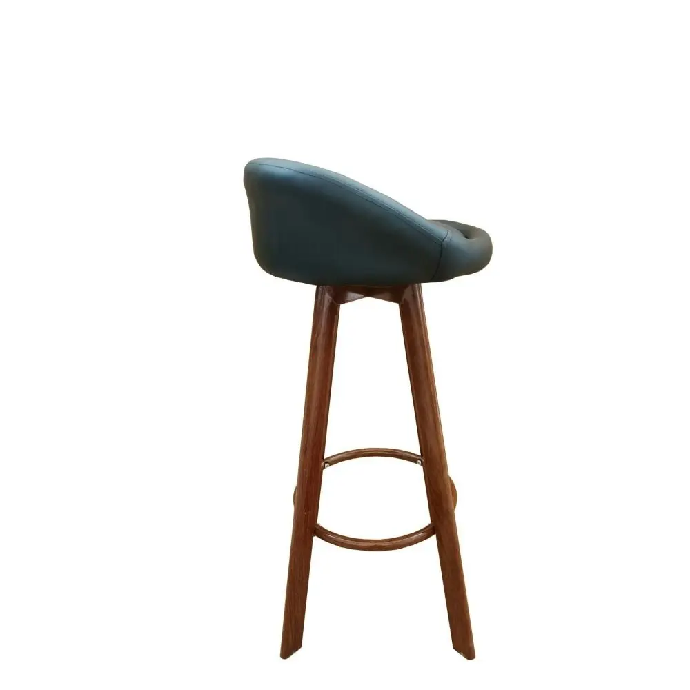 Design Square Set of 4 Faux Leather Kitchen Counter Bar Stool Wooden Legs - Black & Walnut