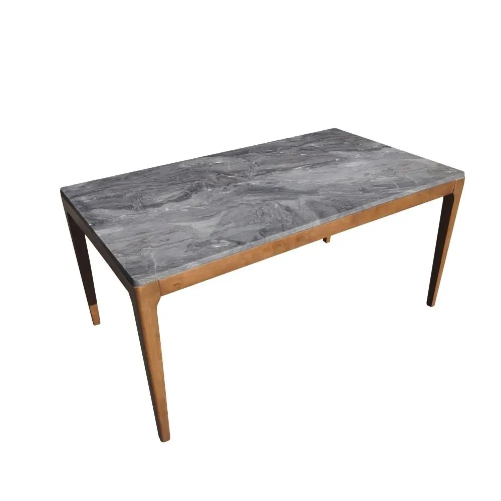 Design Square Rectangle Wooden Dining Table 160cm Paladina Look - Walnut & Grey