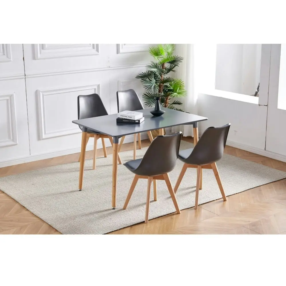 Design Square Set Of 4 Replica Dining Chair Faux Leather Padded - Grey