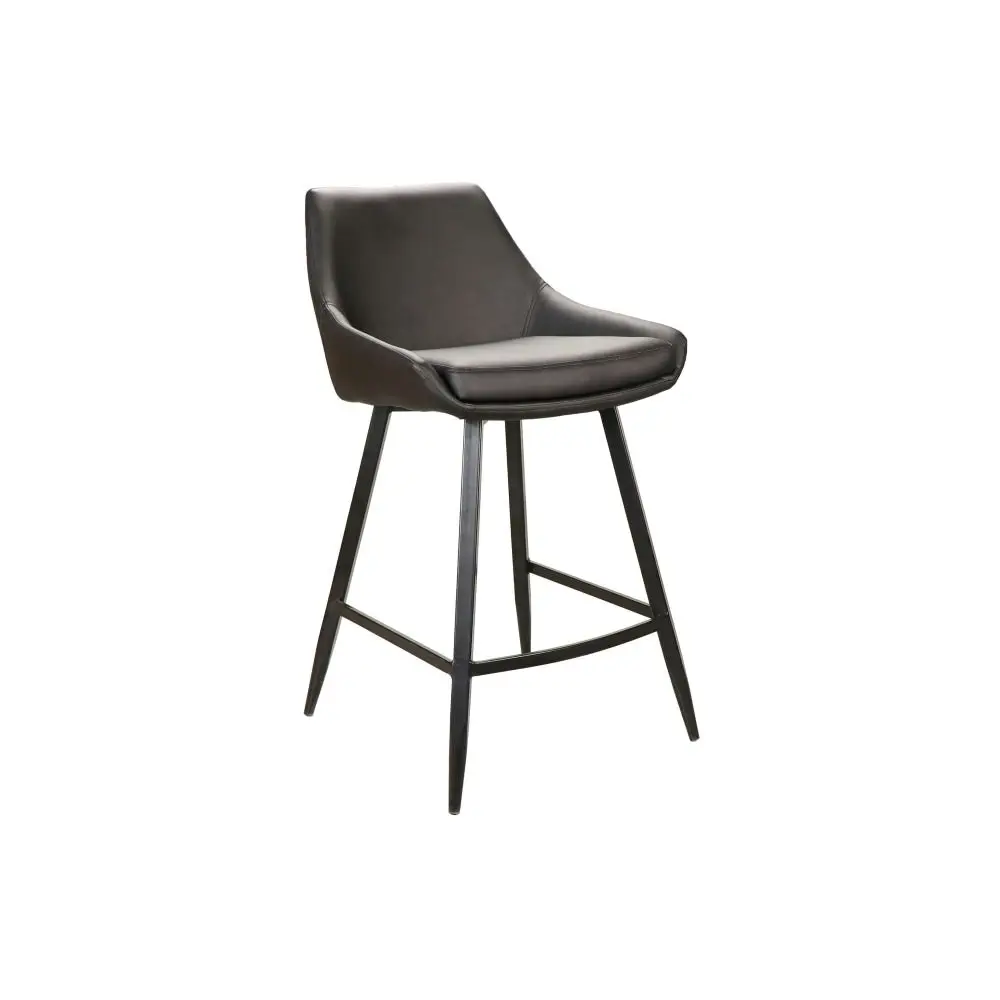 Raimon Furniture Set Of 2 Giannis Eco Leather Kitchen Counter Bar Stool Metal Legs - Black