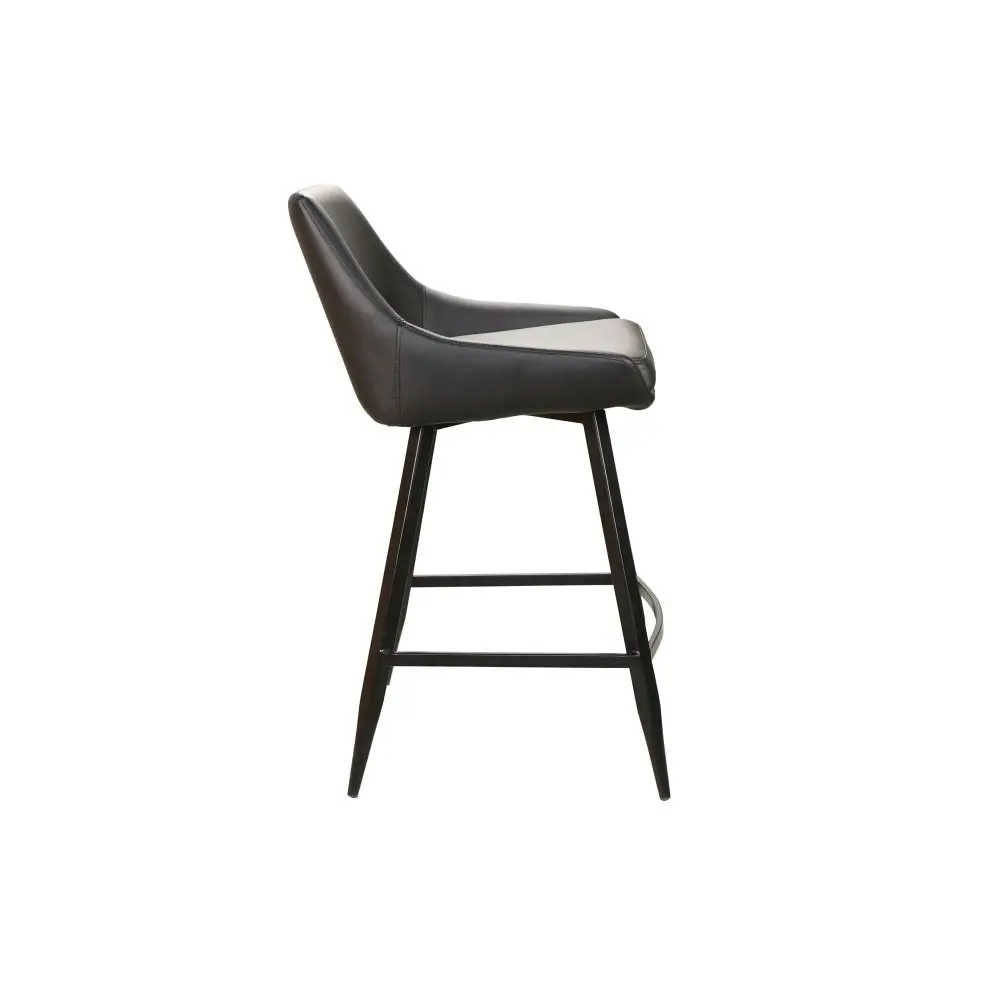 Raimon Furniture Set Of 2 Giannis Eco Leather Kitchen Counter Bar Stool Metal Legs - Black