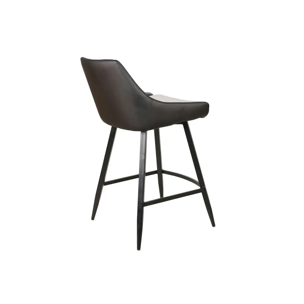 Raimon Furniture Set Of 2 Giannis Eco Leather Kitchen Counter Bar Stool Metal Legs - Black